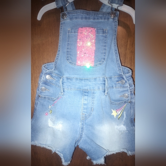 BlueJeanOveralls w/Pink Details🩷 - Picture 2 of 8